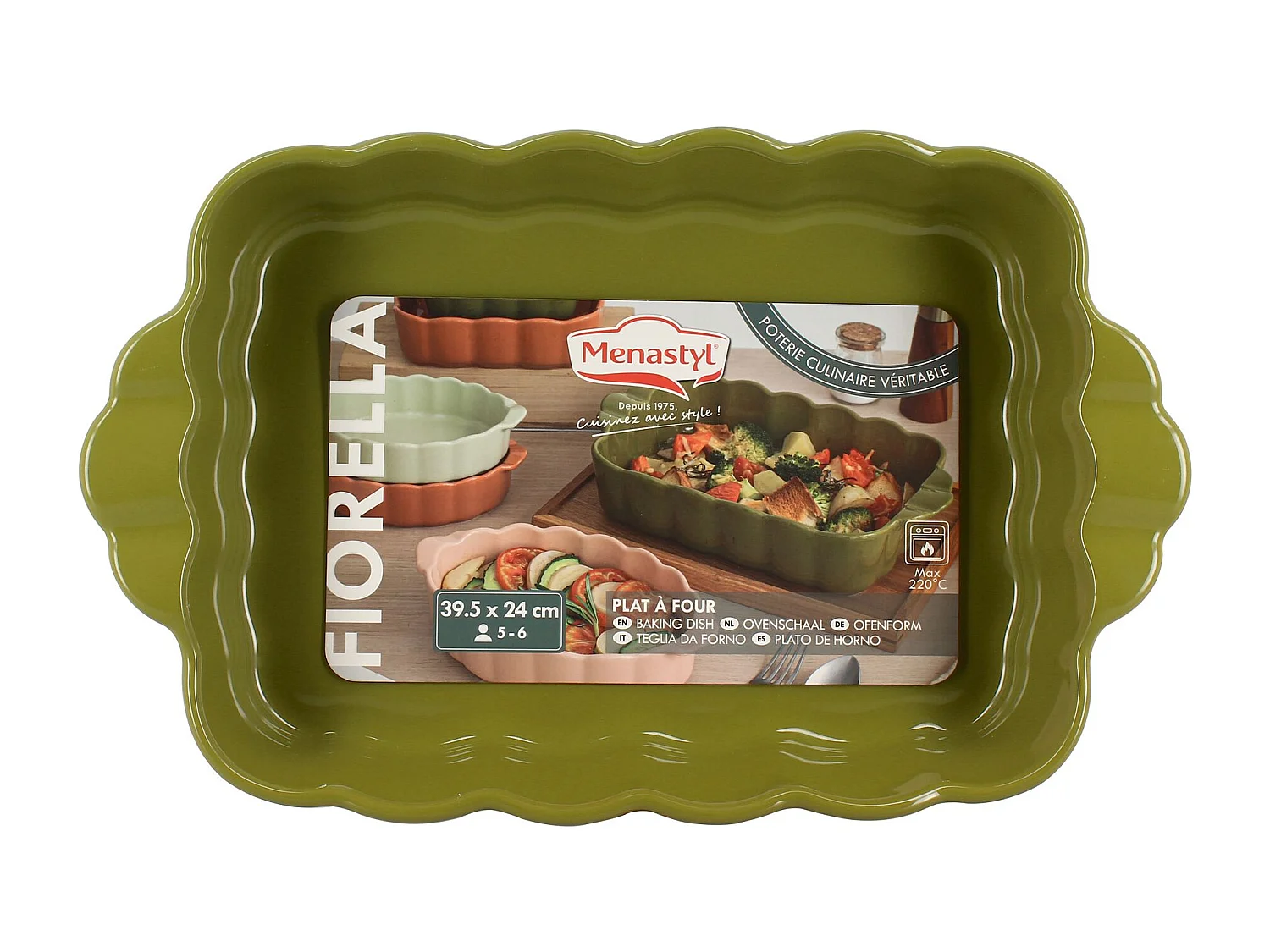 Menastyl - Plat A Four Fiorella 39.5x24.5cm En Gres Vert