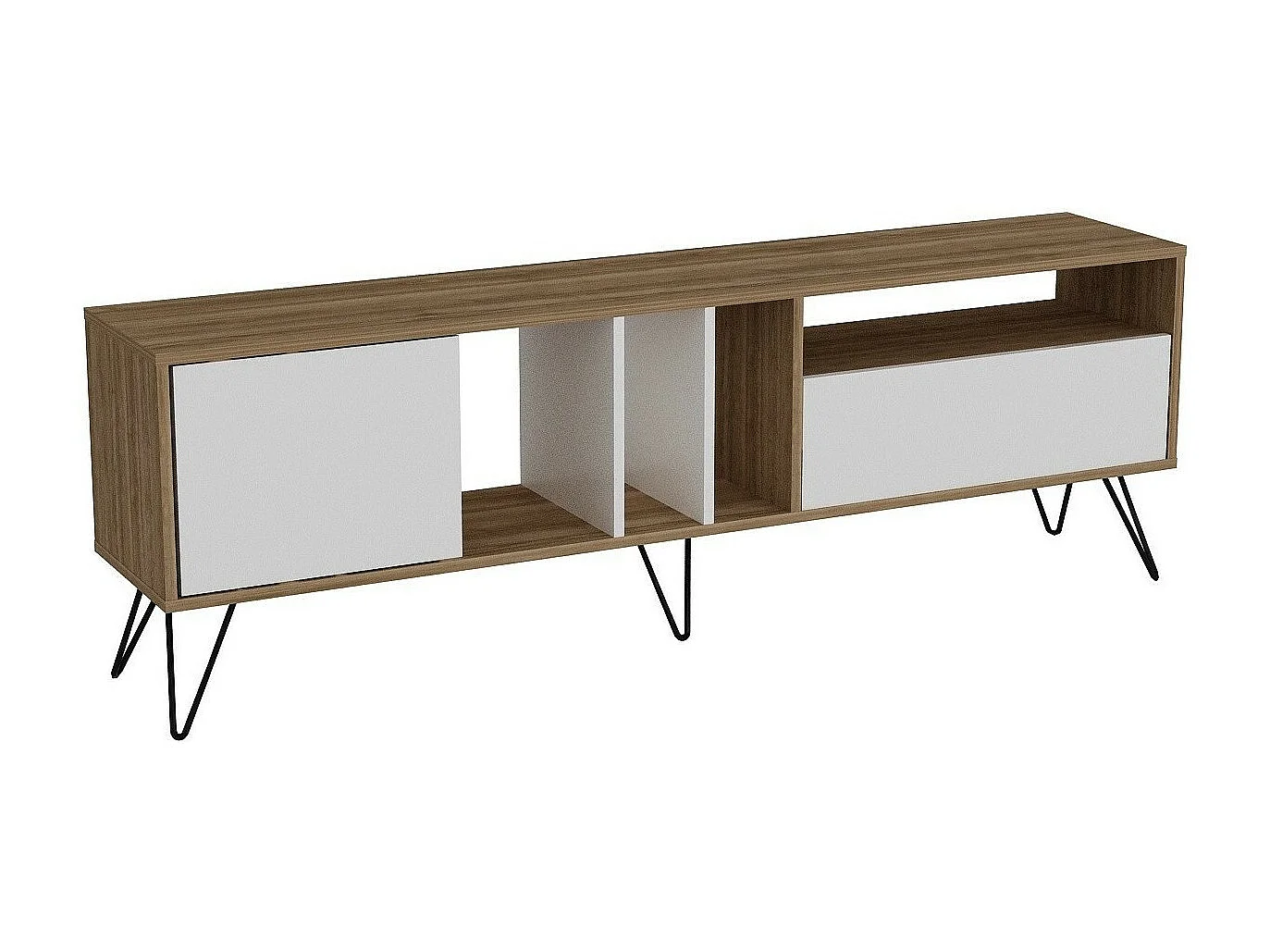 Mobile porta TV Kailua 1276, Noce|Bianco, 180x39x36cm