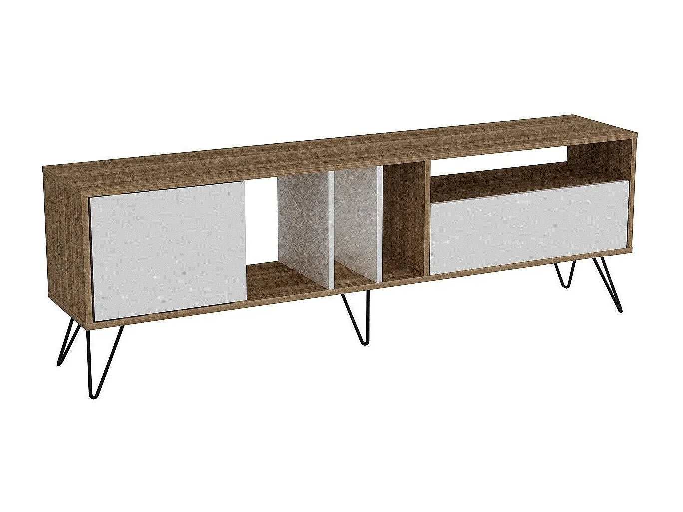 Mobile porta TV Kailua 1276, Noce|Bianco, 180x39x36cm