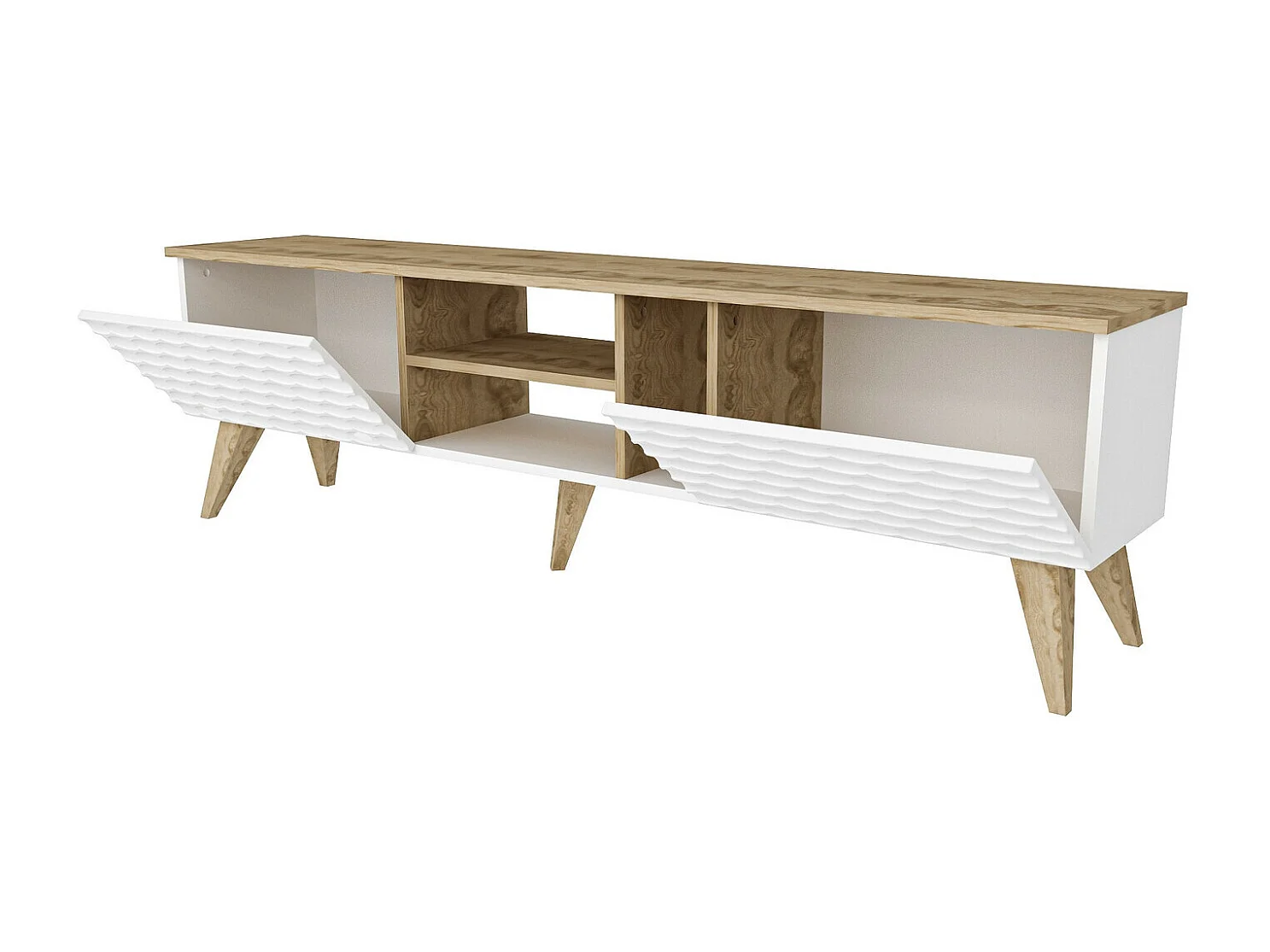 Mesa de tv Kailua 1448, Nogal|Blanco, 180x53x35cm