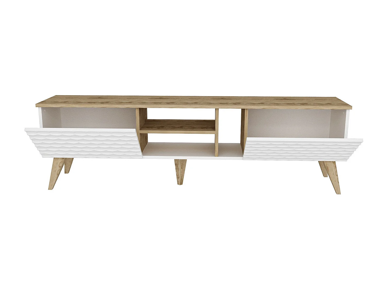 Mesa de tv Kailua 1448, Nogal|Blanco, 180x53x35cm