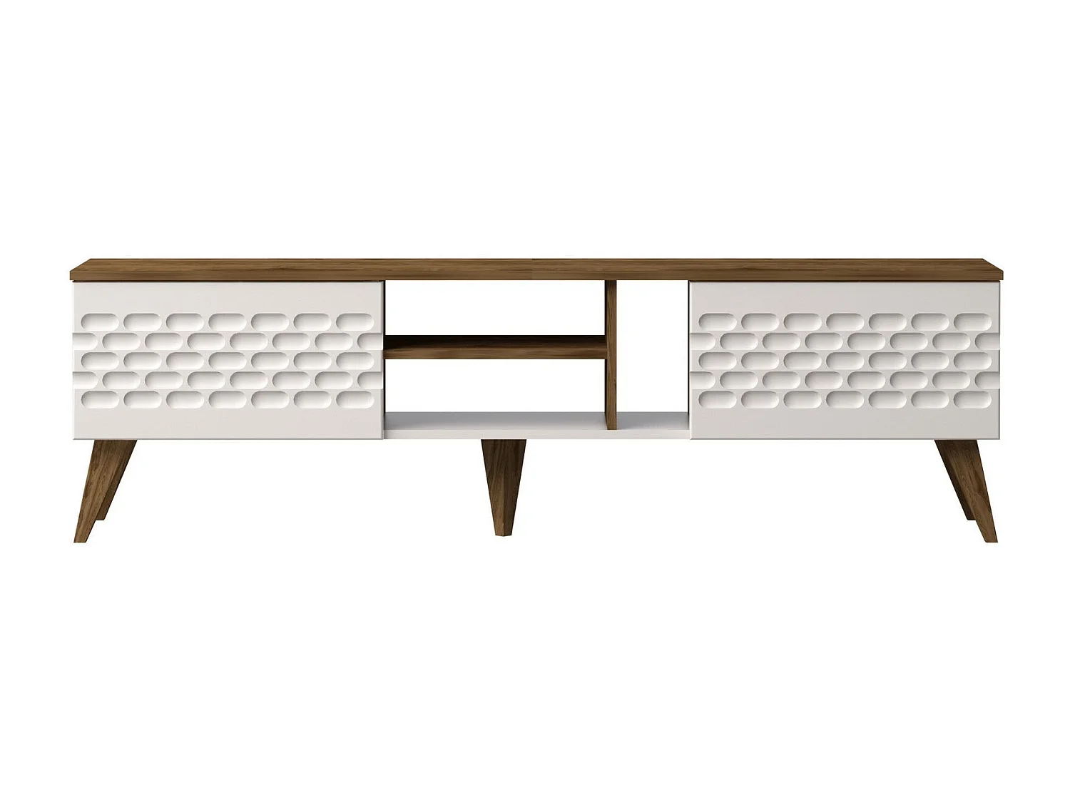 Mesa de tv Kailua 1448, Nogal|Blanco, 180x53x35cm