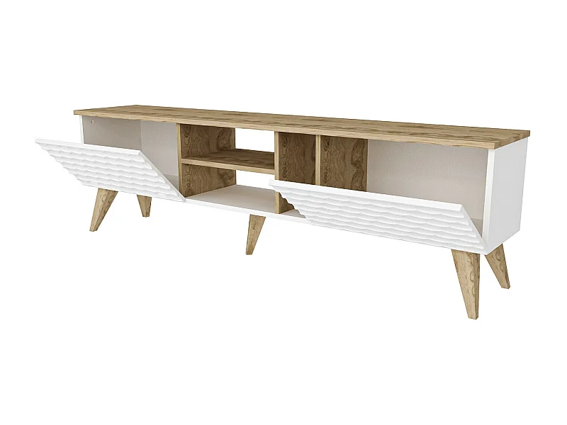 Mesa de tv Kailua 1448, Nogal|Blanco, 180x53x35cm