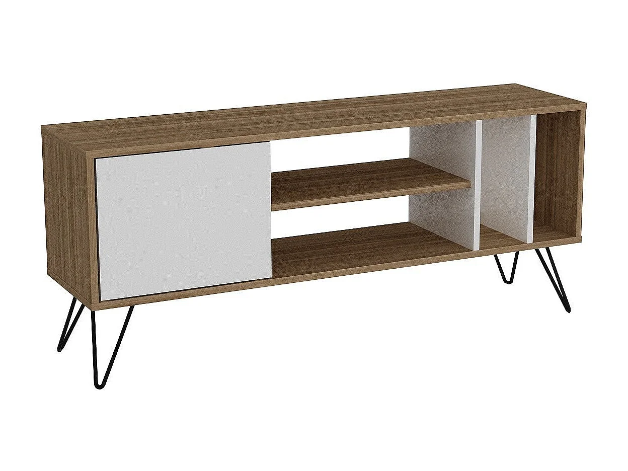 Mobile porta TV Kailua 1275, Noce|Bianco, 140x59x36cm