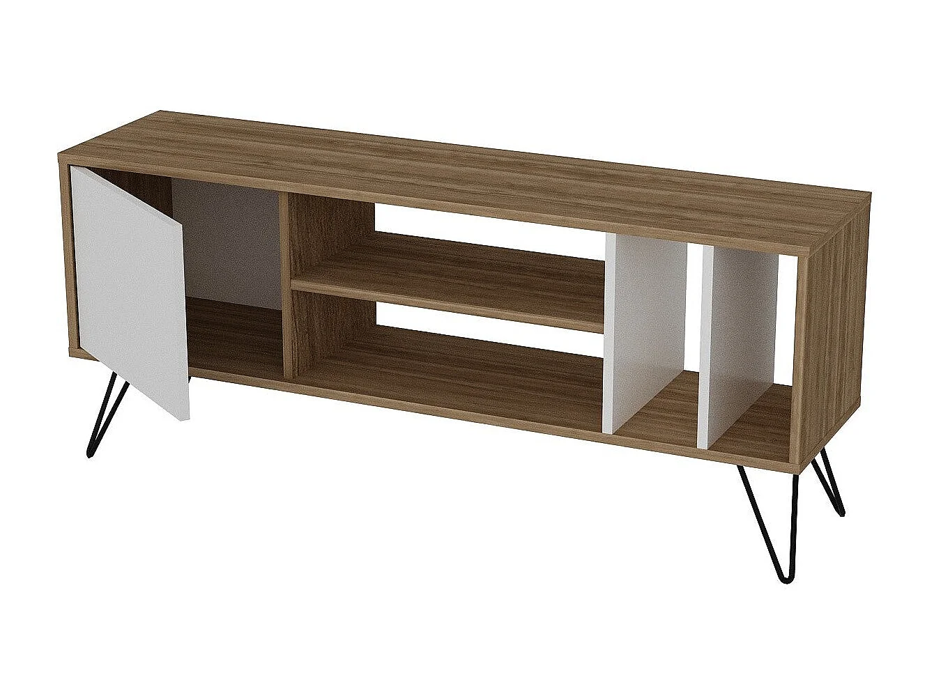 Mobile porta TV Kailua 1275, Noce|Bianco, 140x59x36cm