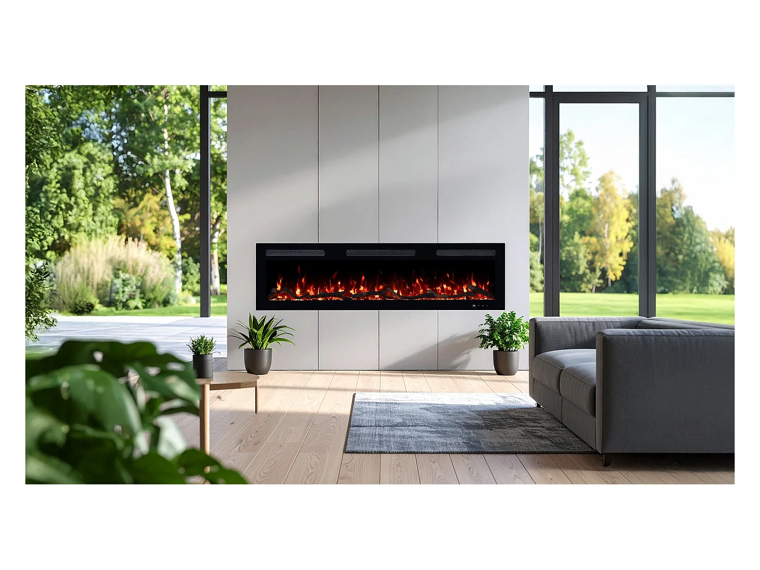 Elektrische haard MONARCH 183 - premium vlam - voor wand en inbouw - 183x13x35 cm - LED-haard met verwarming 900/1800 W