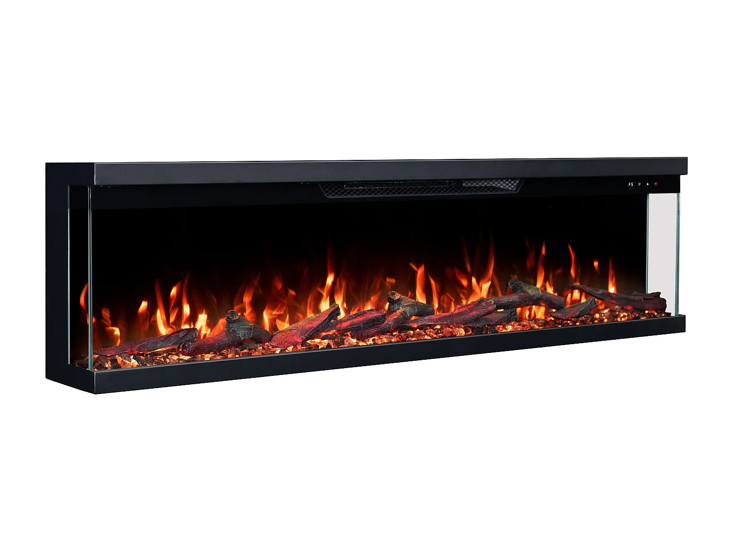 Cheminée électrique à 3 côtés UNITY 107 - feu premium, murale ou encastrable - 107x19x36 cm - cheminée LED - chauffage 900/1800 W