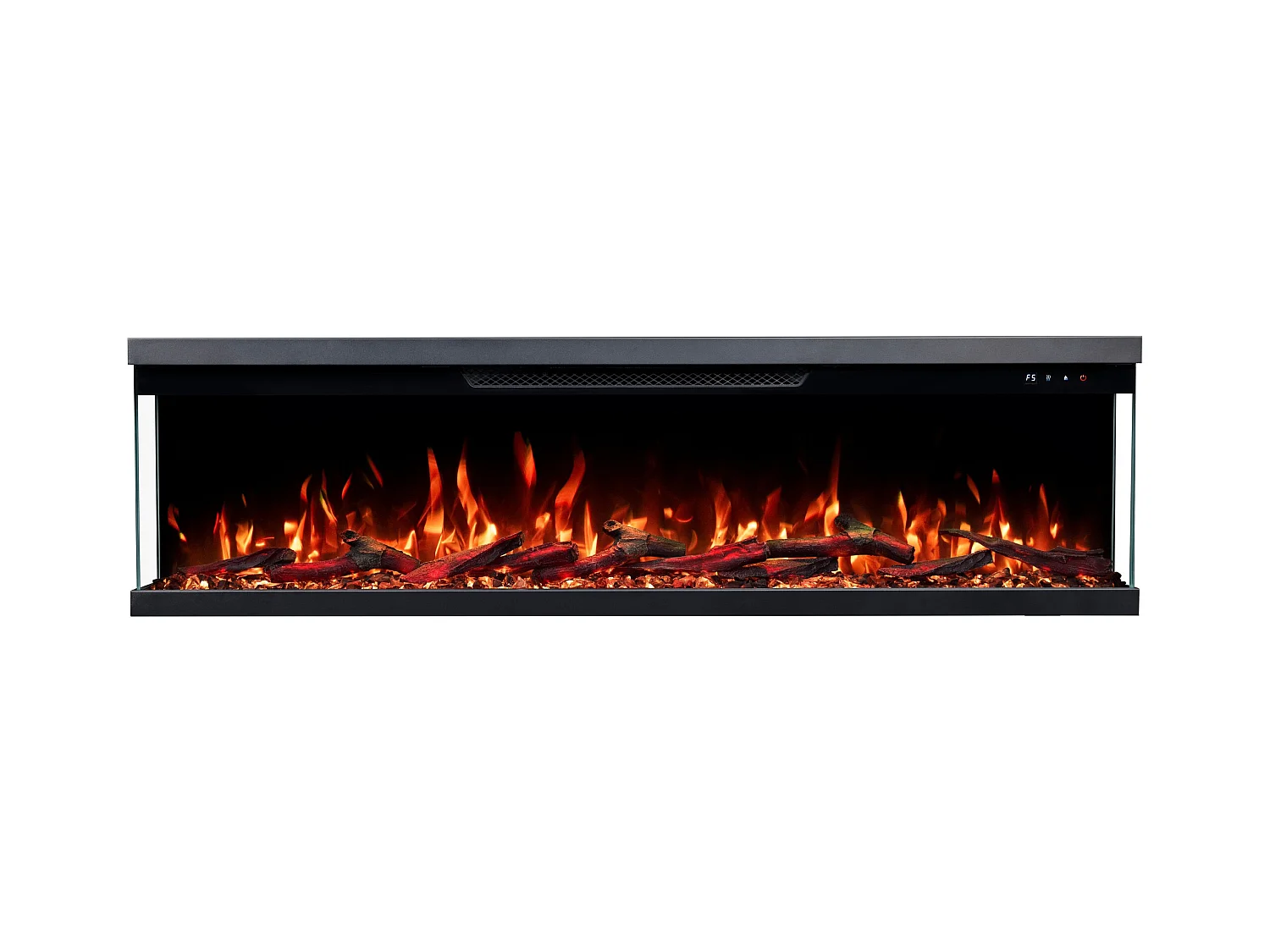 Driezijdige elektrische haard UNITY 152 - premium vlam - voor wand en inbouw - 152x19x36 cm - LED-haard met verwarming 900/1800 W
