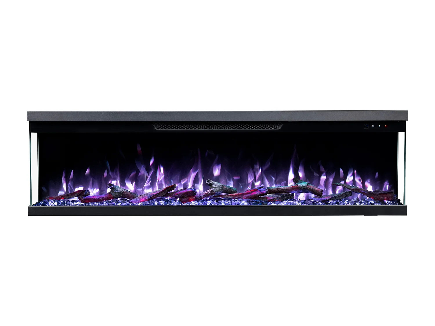 Driezijdige elektrische haard UNITY 152 - premium vlam - voor wand en inbouw - 152x19x36 cm - LED-haard met verwarming 900/1800 W