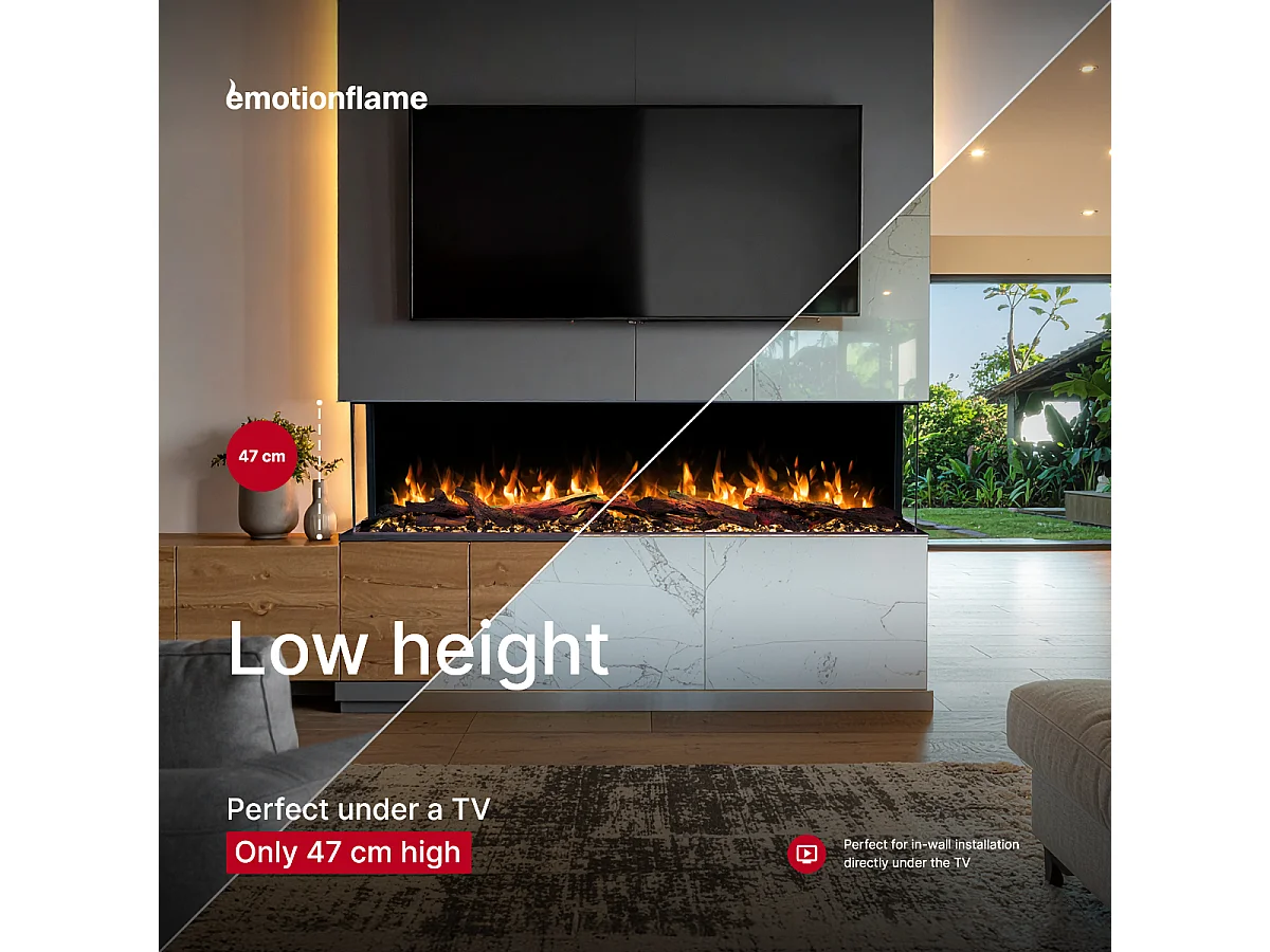 Cheminée électrique à 3 côtés SOLIS 90 - feu premium, encastrable - 90x30x46 cm - cheminée LED - chauffage 750/1500 W