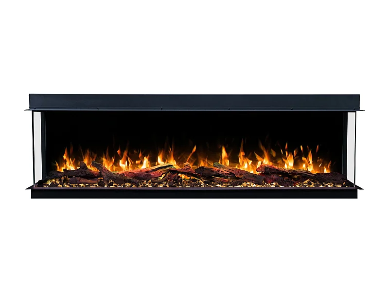 Cheminée électrique à 3 côtés SOLIS 90 - feu premium, encastrable - 90x30x46 cm - cheminée LED - chauffage 750/1500 W