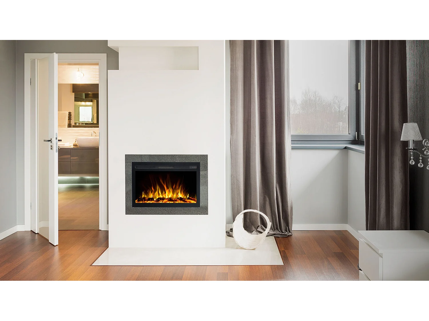 Elektrische inzethaard INFINITY - premium vlam - voor inbouw - 76x14x50 cm - LED-haard met verwarming 750/1500 W