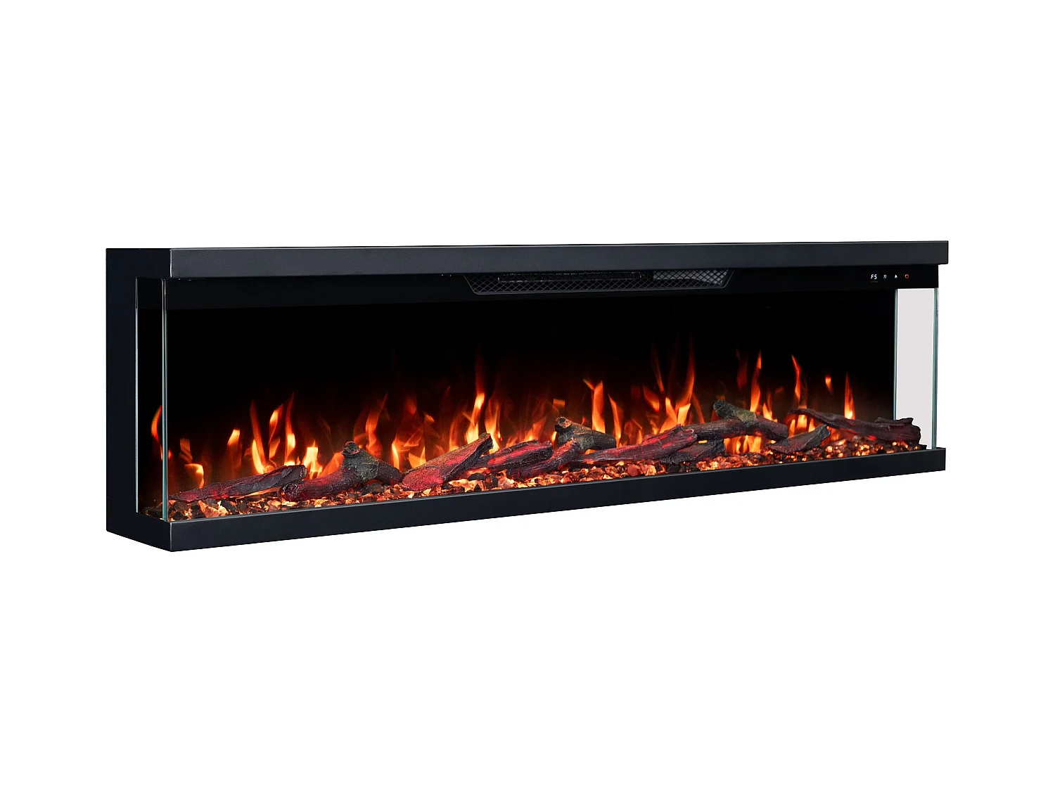 Driezijdige elektrische haard UNITY 183 - premium vlam - voor wand en inbouw - 183x19x36 cm - LED-haard met verwarming 900/1800 W