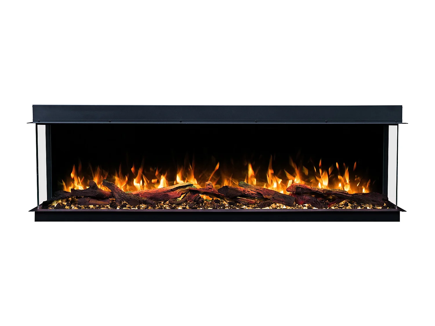 Cheminée électrique à 3 côtés SOLIS 120 - feu premium, encastrable - 120x30x46 cm - cheminée LED - chauffage 750/1500 W