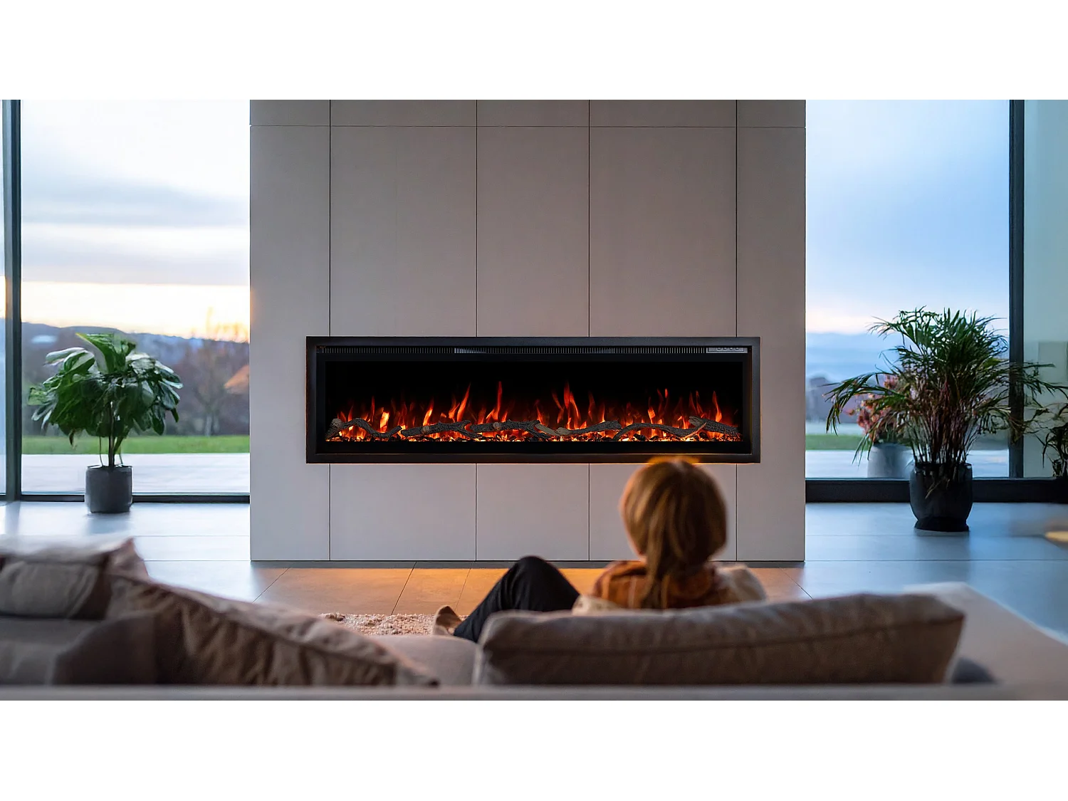 Cheminée électrique REGAL 106 - feu premium - murale et encastrable - 106x35x12 cm - cheminée LED décorative avec chauffage 900/1800 W