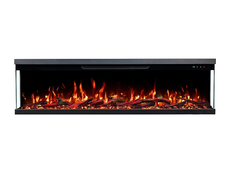 Driezijdige elektrische haard UNITY 127 - premium vlam - voor wand en inbouw - 127x19x36 cm - LED-haard met verwarming 900/1800 W