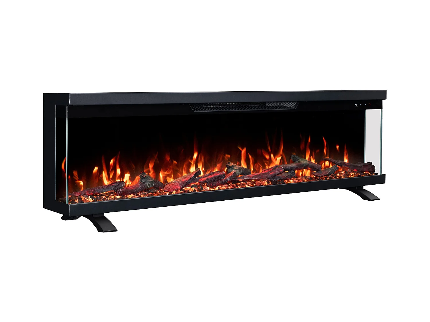 Driezijdige elektrische haard UNITY 127 - premium vlam - voor wand en inbouw - 127x19x36 cm - LED-haard met verwarming 900/1800 W