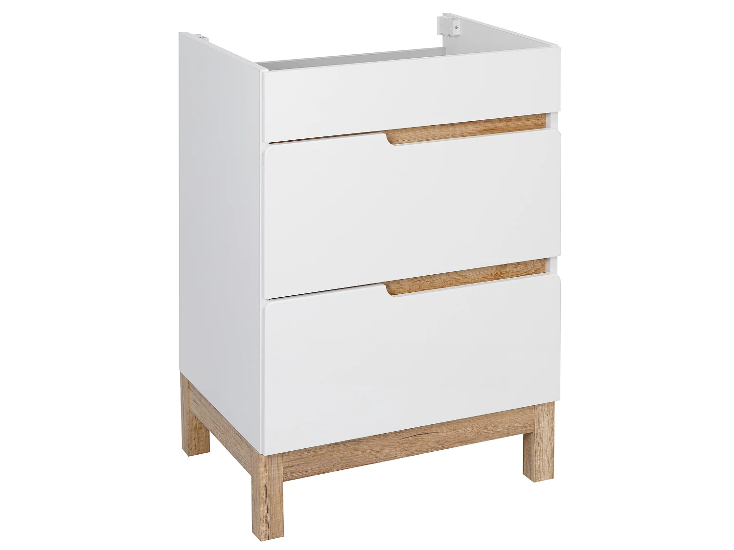 Wit badkamermeubelset 60 cm Kast met wastafel Mopstandaard Spek