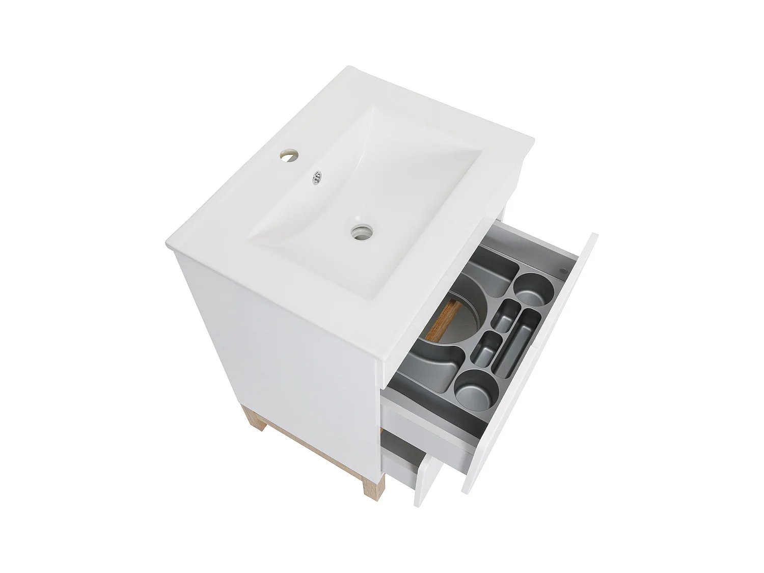 Ensemble de meubles de salle de bain blanc 60 cm Meuble avec lavabo Poteau pour balai à franges Demi-poteau Spek