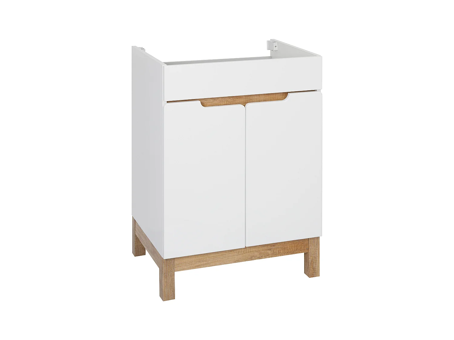 Ensemble de meubles de salle de bain blanc  60 cm Armoire avec lavabo Poteau pour balai à franges Demi-poteau Spek