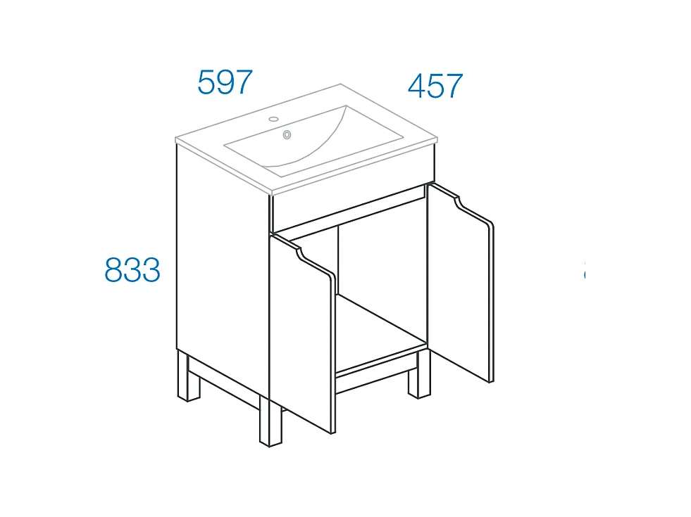 Ensemble de meubles de salle de bain blanc 60 cm Armoire avec lavabo Demi-colonne Spek