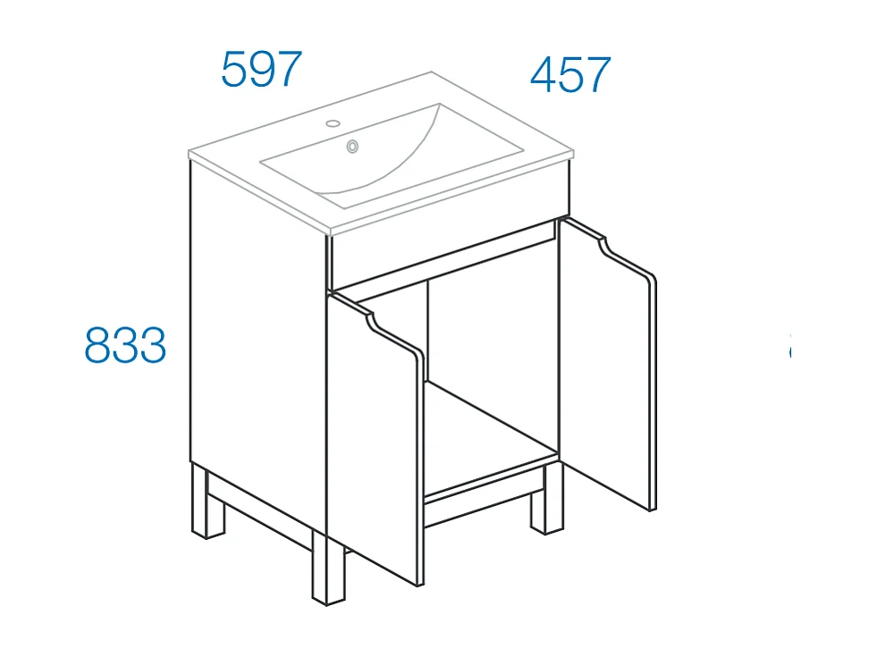 Ensemble de meubles de salle de bain blanc 60 cm Armoire avec lavabo Demi-colonne Spek