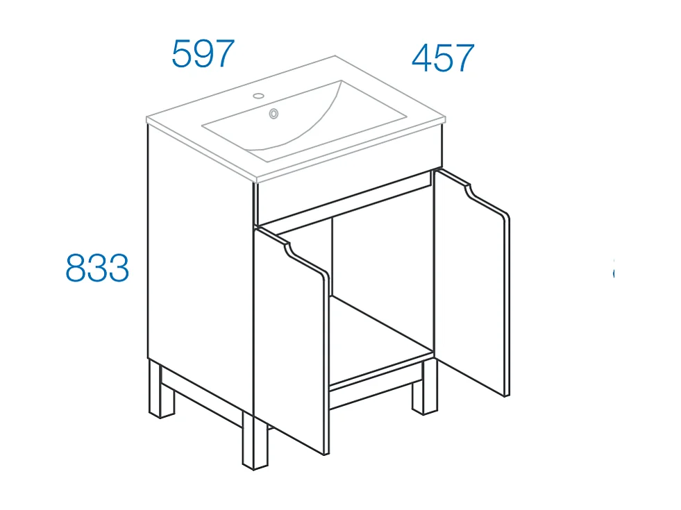 Ensemble de meubles de salle de bain blanc 60 cm Armoire avec lavabo Demi-colonne Spek