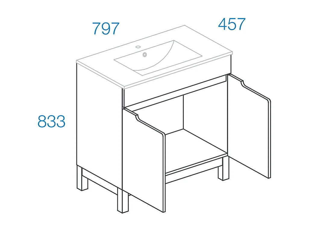 Ensemble de meubles de salle de bain blanc 80 cm Armoire avec lavabo Armoire avec miroir Spek