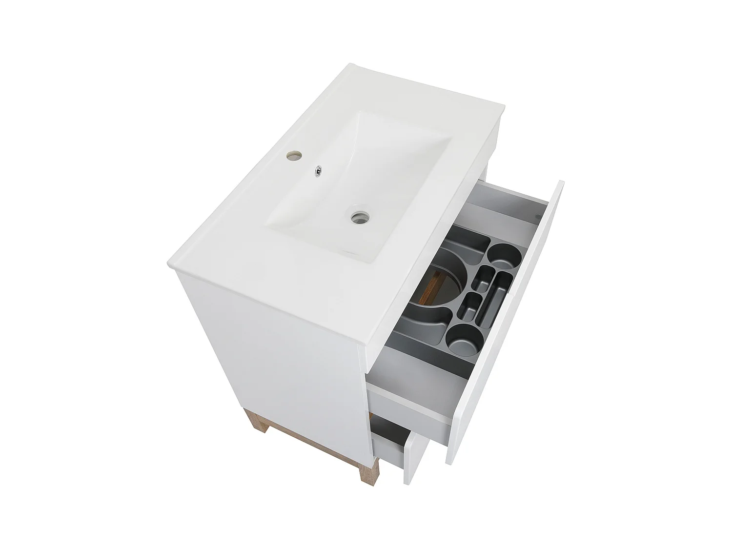 Witte badkamermeubelset 80 cm Kast met wastafel Kolom Halve kolom Kast met spiegel Spek