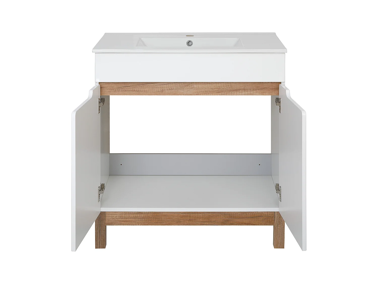 Weißes Badezimmer-Set 80 cm Waschbeckenunterschrank mit 2 Türen Spek