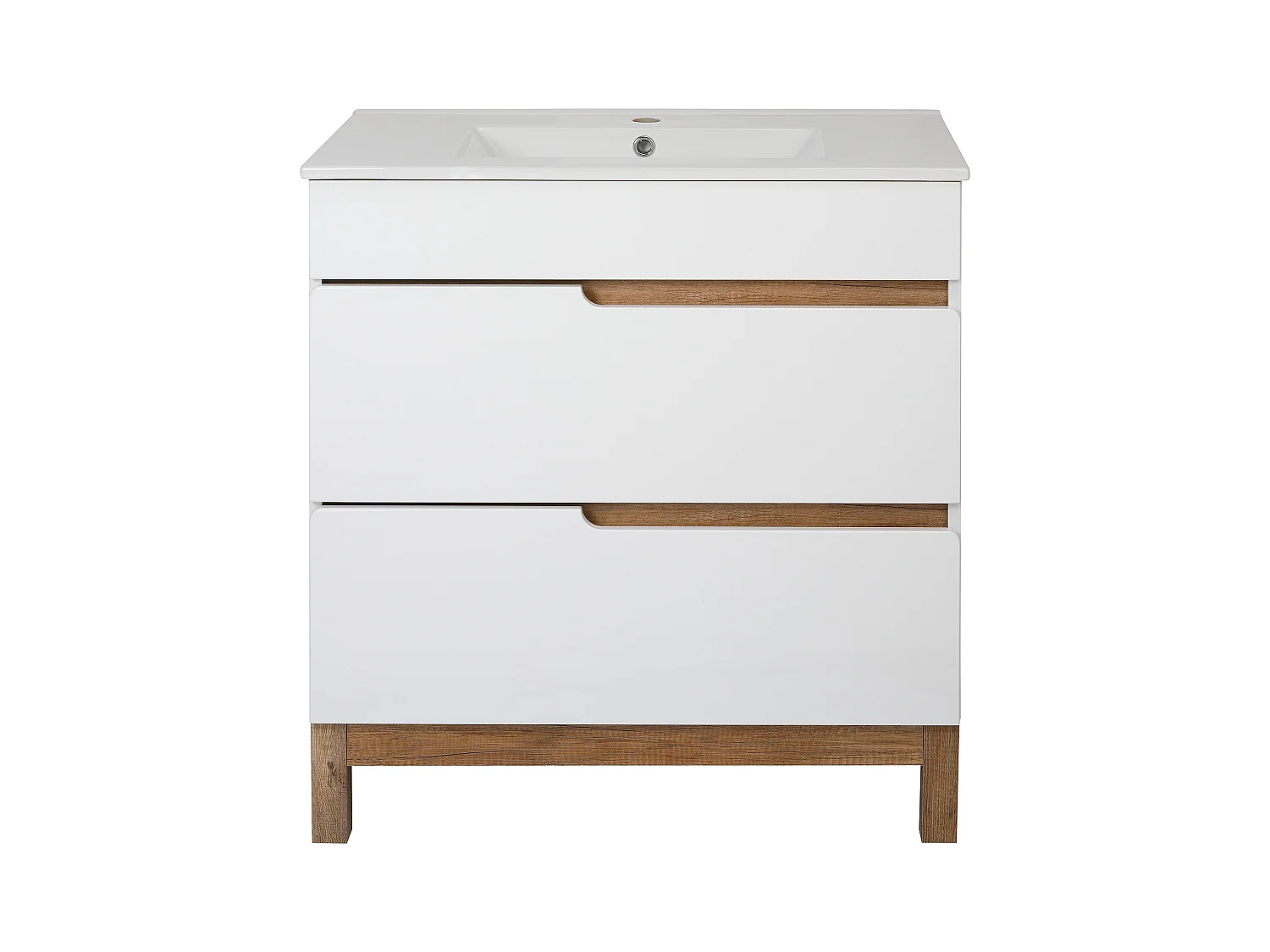 Szafka Łazienkowa pod Umywalkę 80cm 2 Szuflady Biała Spek