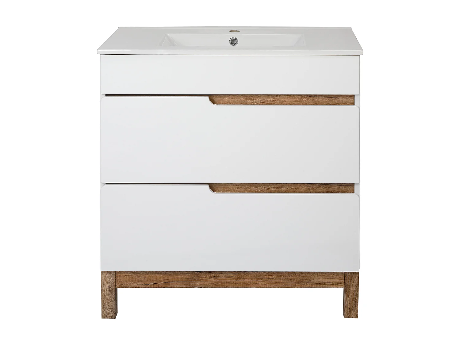 Badkamermeubel onder wastafel 80 cm 2 lades Wit Spek