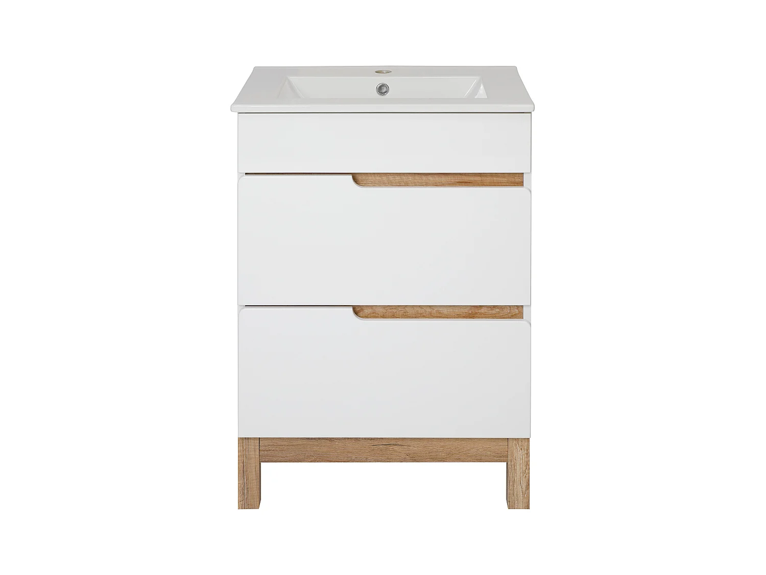 Szafka Łazienkowa pod Umywalkę 60cm 2 Szuflady Biała Spek