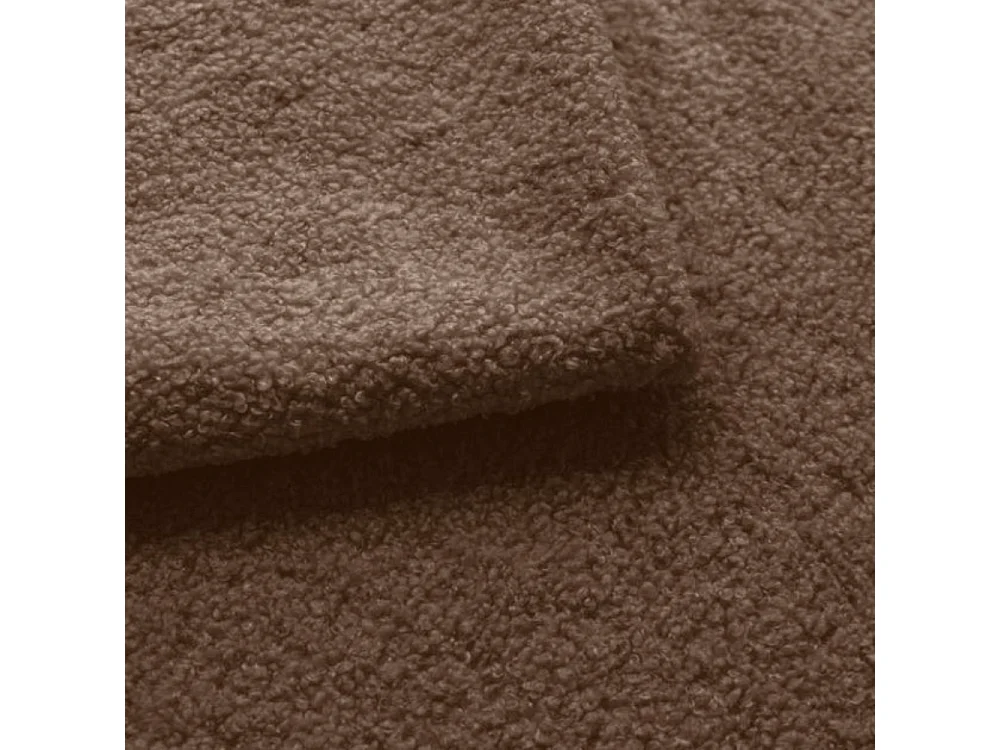 BESILIO Łóżko tapicerowane Boucle 180x200 Velora II - stelaż listwowy, wezgłowie, pojemnik, łóżko slim, wysokie złote nogi - Brązowy