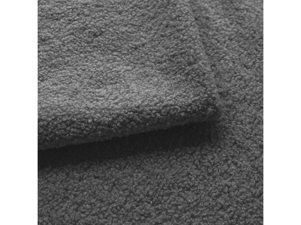 BESILIO Lit tapissé Boucle 180x200 Velora II – sommier à lattes, tête de lit, coffre de rangement, lit fin, pieds hauts dorés – Gris