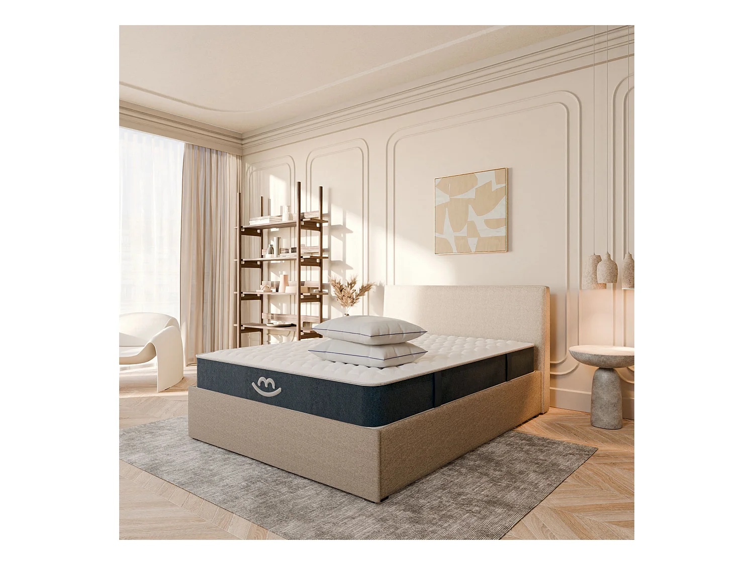 Matelas hybride et oreillers moelleux 180x200cm épais 22cm