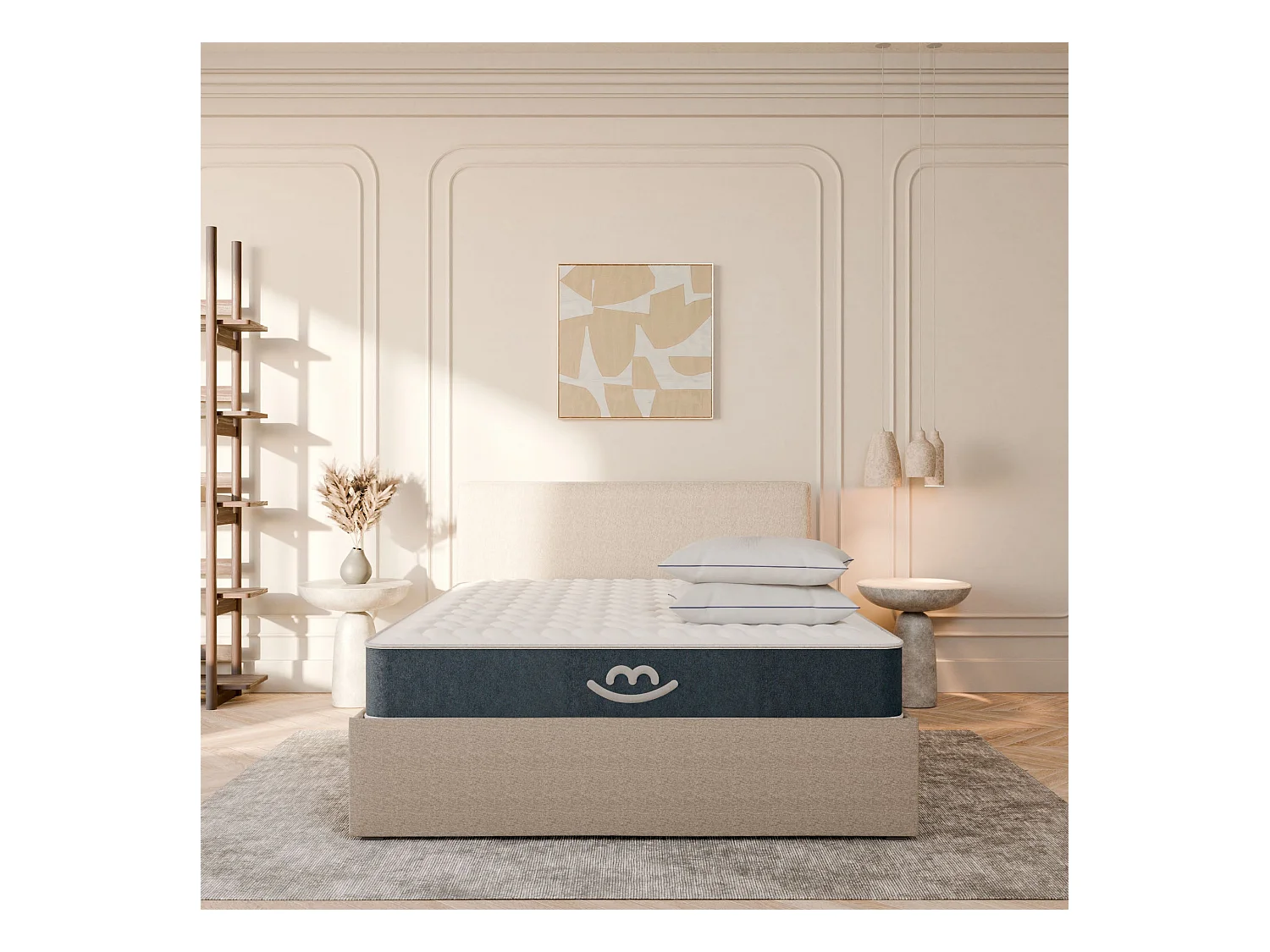 Matelas hybride et oreillers moelleux 180x200cm épais 22cm