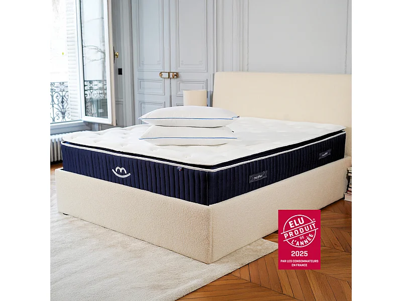 Matelas mémoire de forme et oreillers moelleux 200x200 épais 30cm