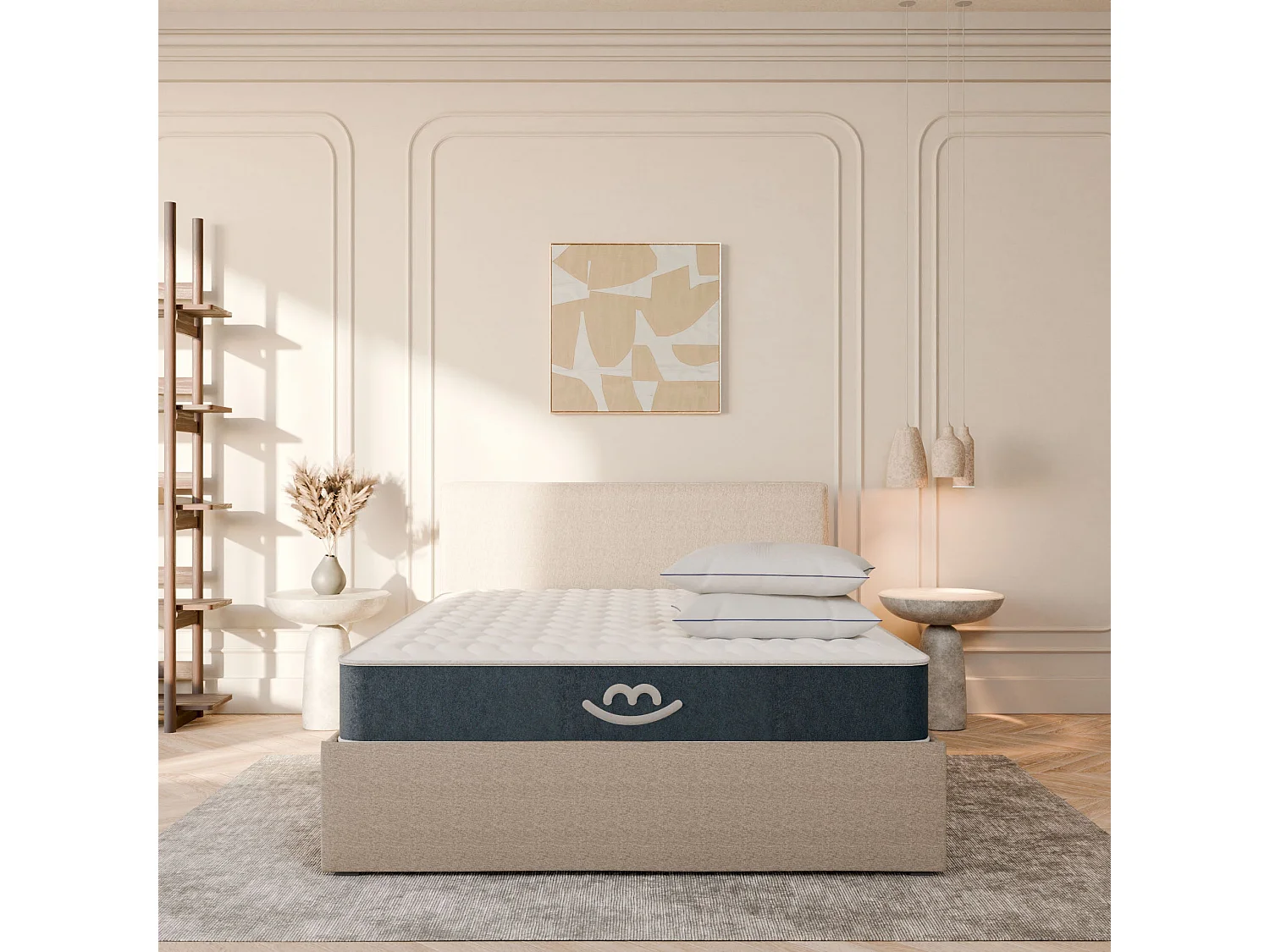 Matelas hybride et oreillers moelleux 140x200cm épais 22cm