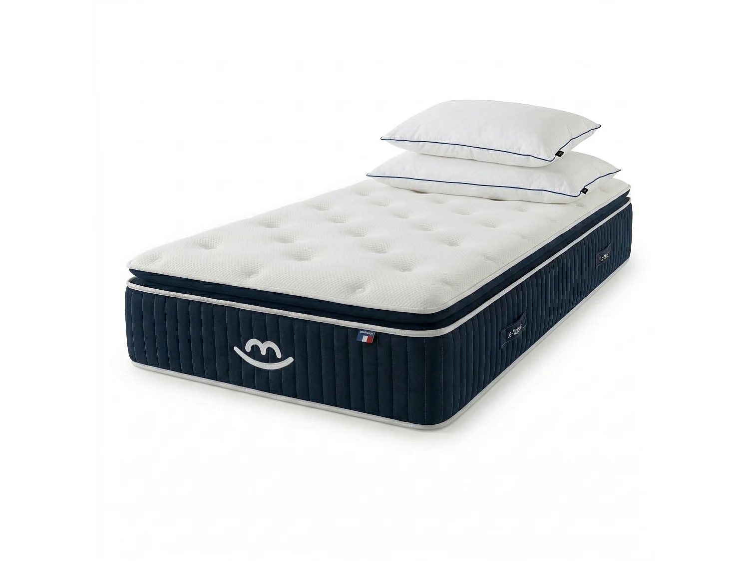 Matelas mémoire de forme et oreillers moelleux 90x200 épais 30cm