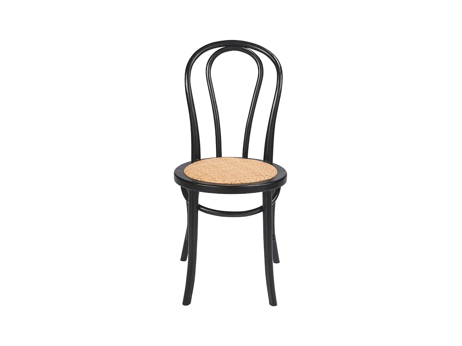 Set van 2 stoelen in beukenhout met zwarte afwerking en rotan zitting - TROQUET