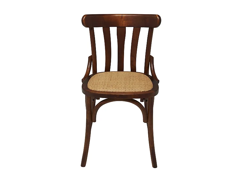 Lot de 2 chaises en bouleau massif finition marron et assise en cannage - ESTAMINET