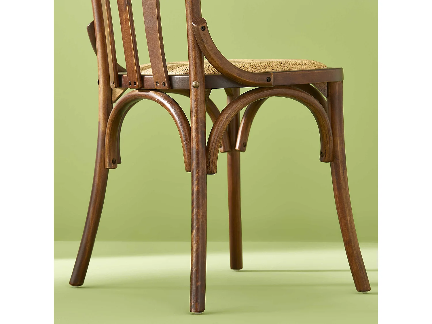 Lot de 2 chaises en bouleau massif finition marron et assise en cannage - ESTAMINET