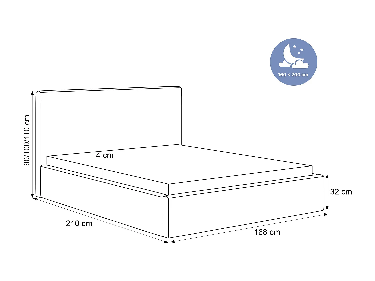 BESILIO Bed 160x200 Vienna – bed met opbergruimte, slank bed, lattenbodem – fluwelen stof – Crème