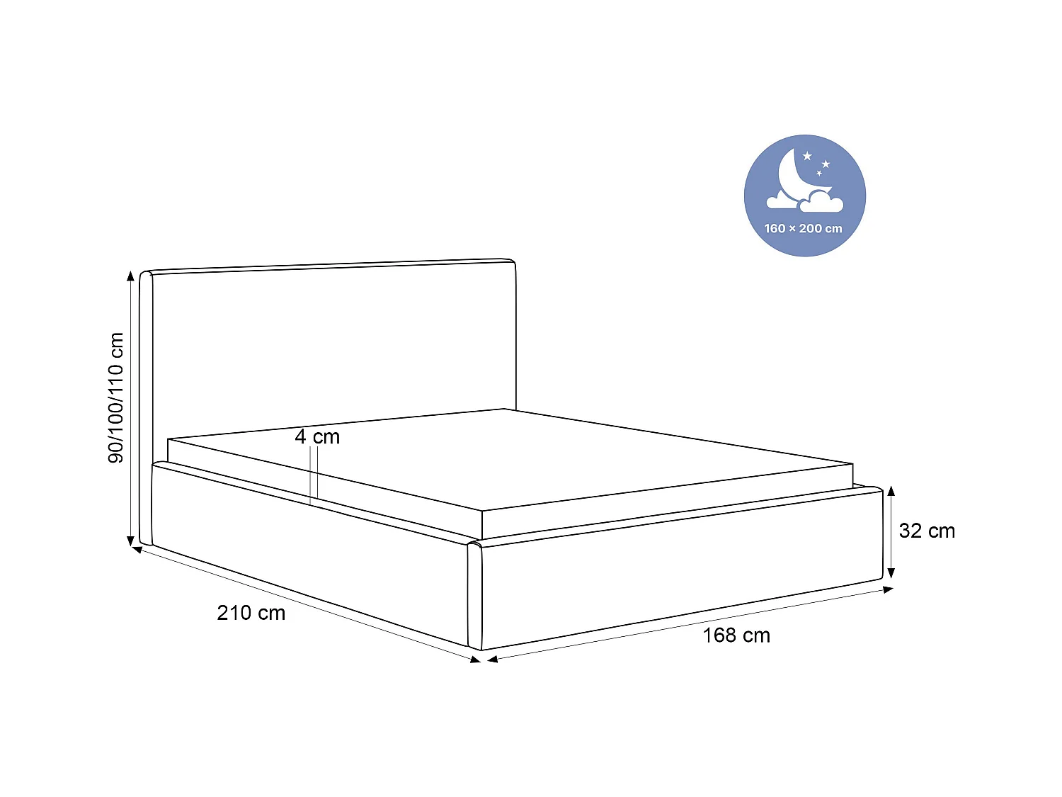 BESILIO Łóżko do sypialni 160x200 Vienna - Łóżko z pojemnikiem, łóżko slim, stelaż listwowy - Tkanina sztuks - Jasnoszary