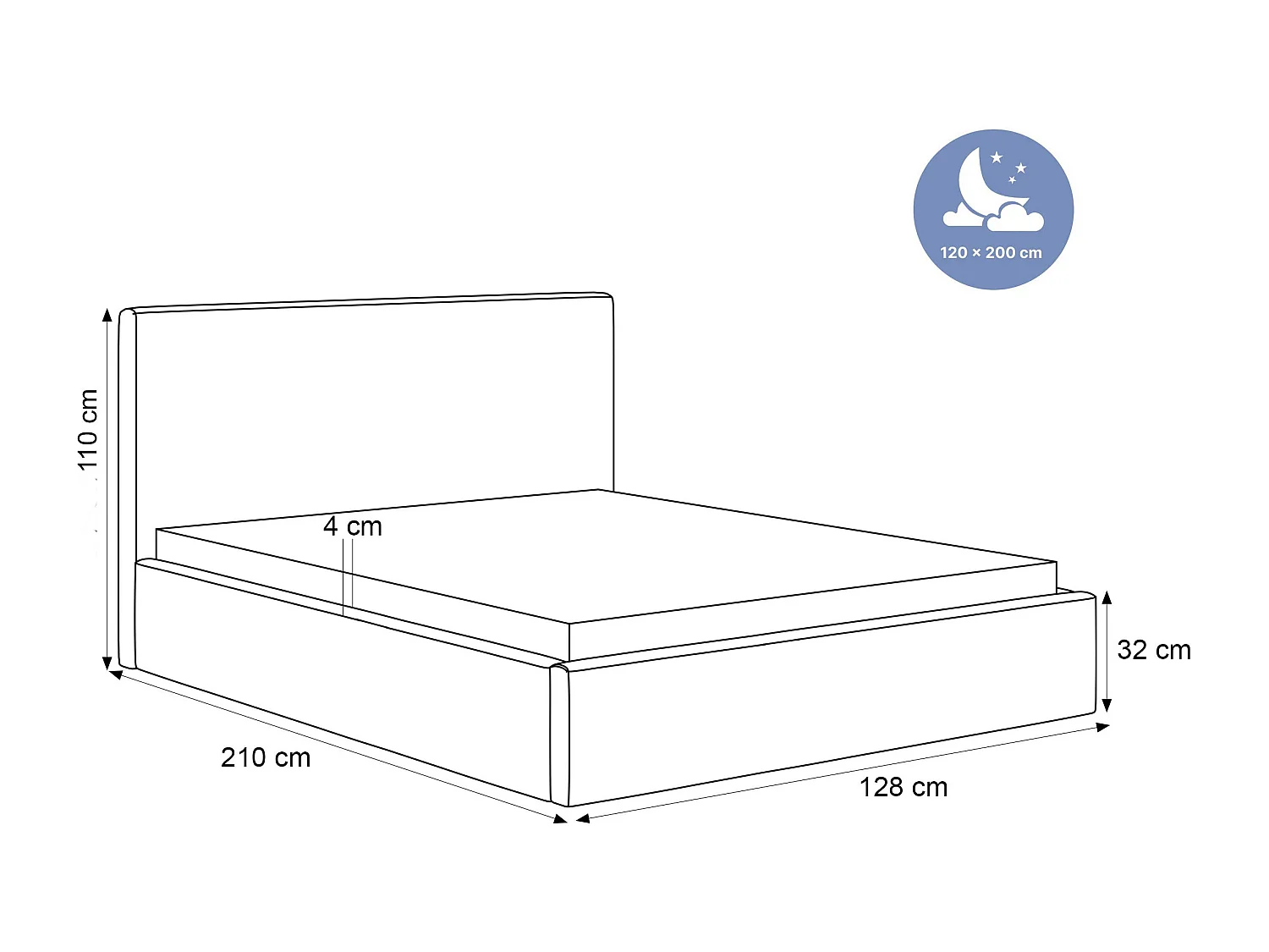 BESILIO Bed 120x200 Vienna – bed met opbergruimte, slank bed, lattenbodem – fluwelen stof – Beige