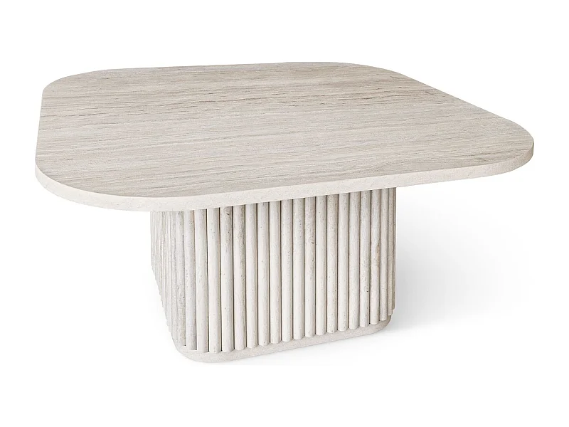 Now's Home - Table Basse Carre Effet Travertin Naturel 80x80xht36cm Susan