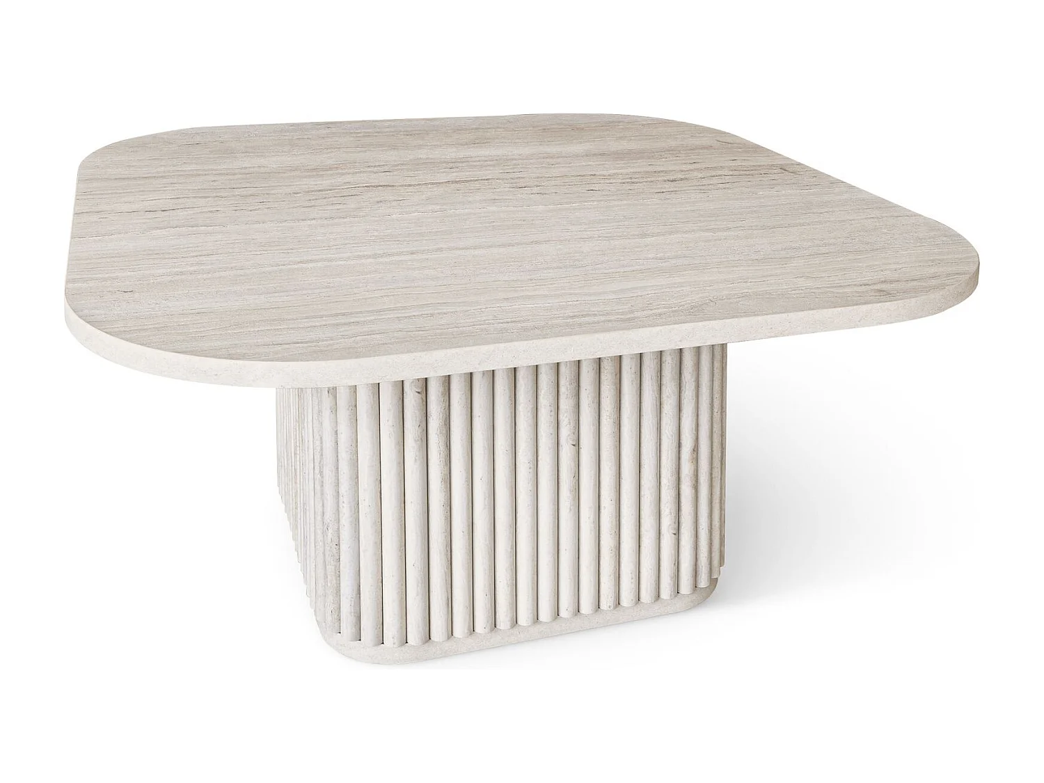Now's Home - Table Basse Carré Effet Travertin Naturel 80x80xht36cm Susan