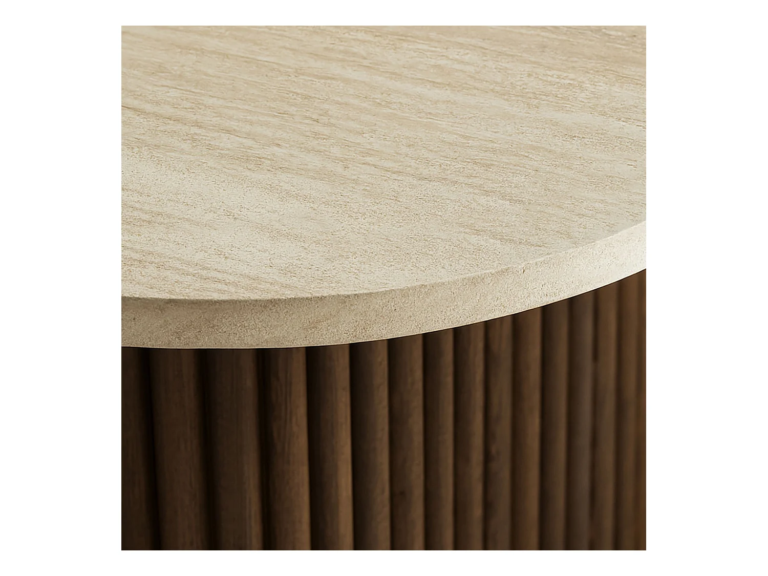 Now's Home - Table Basse Carre Effet Travertin Naturel/noyer 80x80x36cm Esther