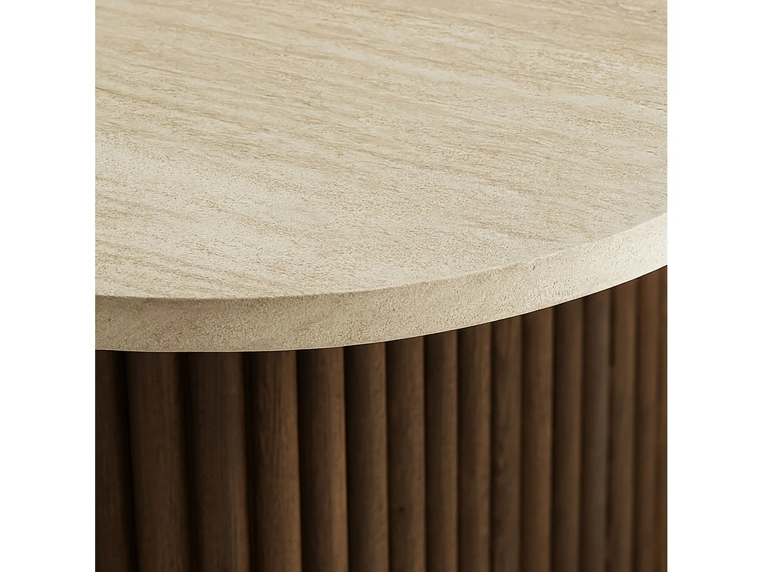Now's Home - Table Basse Carré Effet Travertin Naturel/noyer 80x80x36cm Esther
